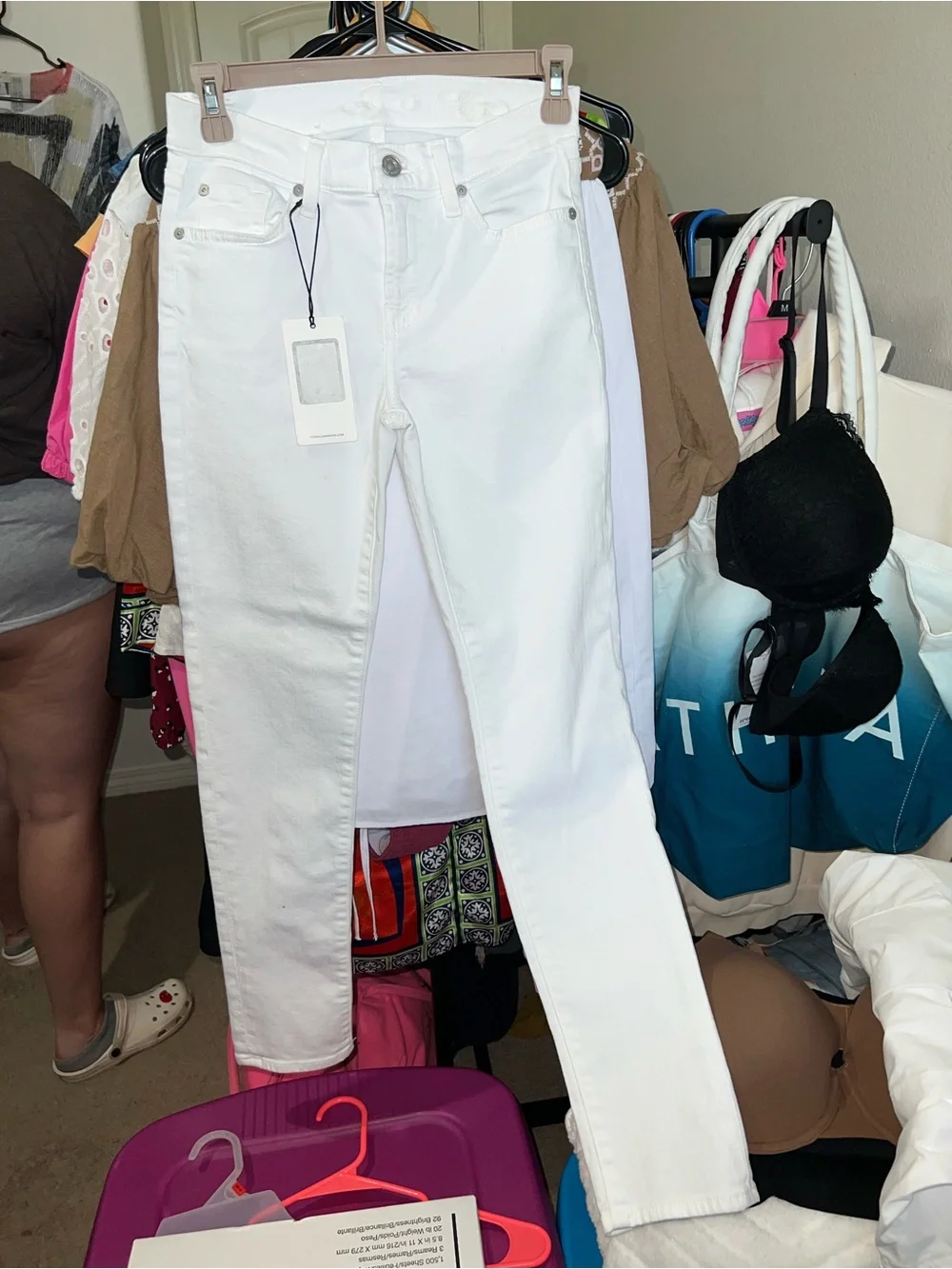7 For All Mankind White Skinny White Jeans